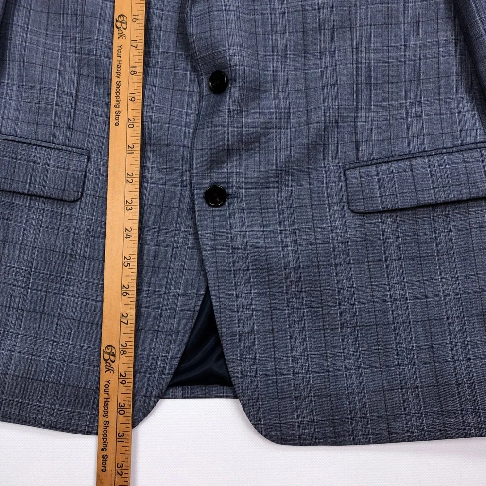 Ralph Lauren Mens Blue Glen Plaid 42R 32x30 Wool Blend Coat Jacket Pants Suit